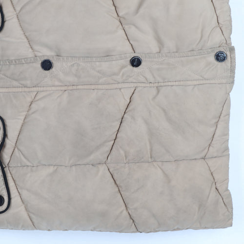 Lipsy Girls Beige Black Faux Fur Hooded Long Puffer Coat 6 Years