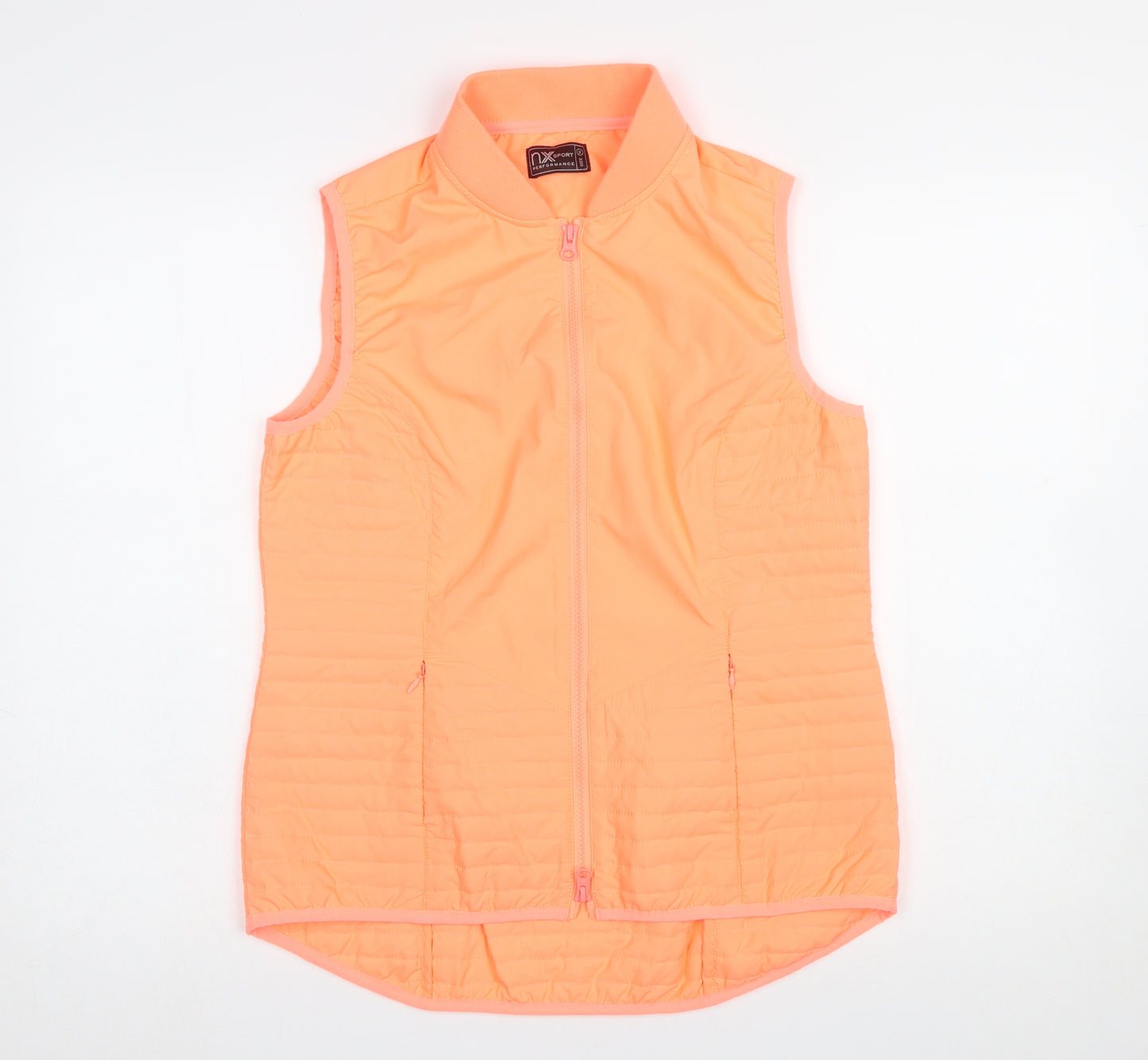 Next Womens Orange Sleeveless Zip Waistcoat Size 14 Polyester Lined
