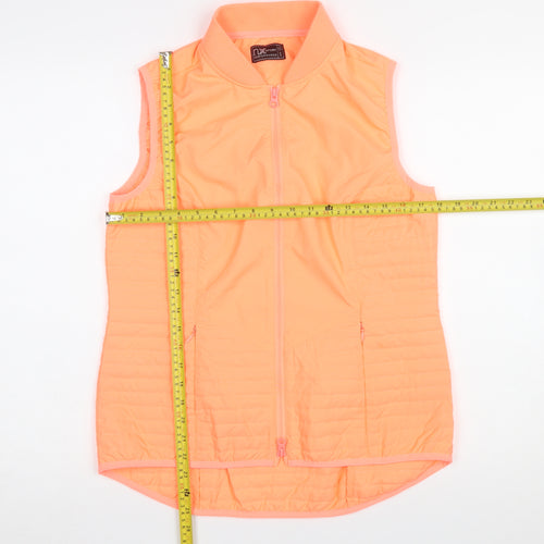 Next Womens Orange Sleeveless Zip Waistcoat Size 14 Polyester Lined