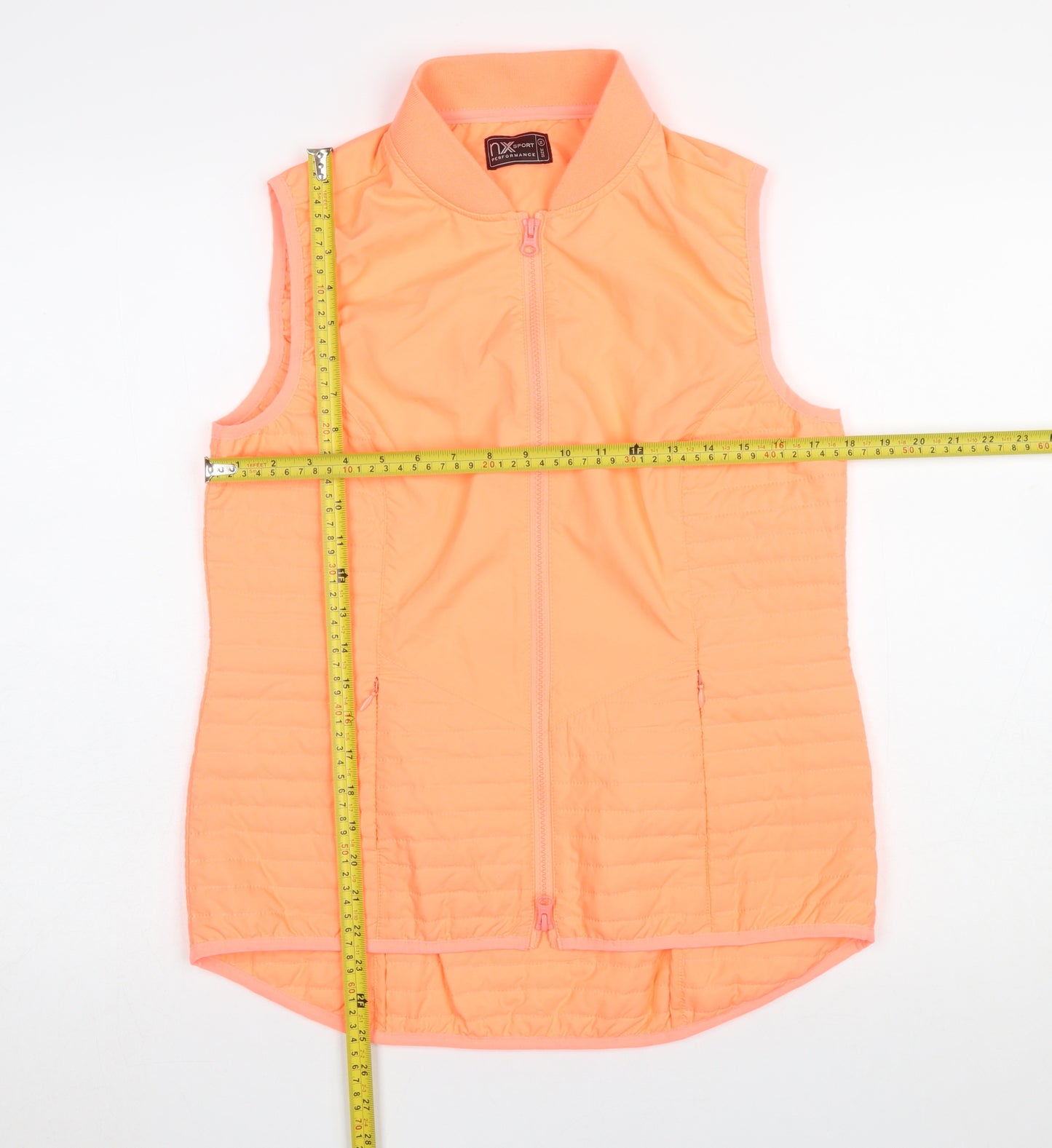 Next Womens Orange Sleeveless Zip Waistcoat Size 14 Polyester Lined