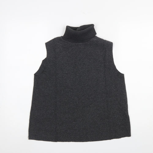Zara Women’s Grey Roll Neck Sleeveless Knit Vest Jumper Size 12