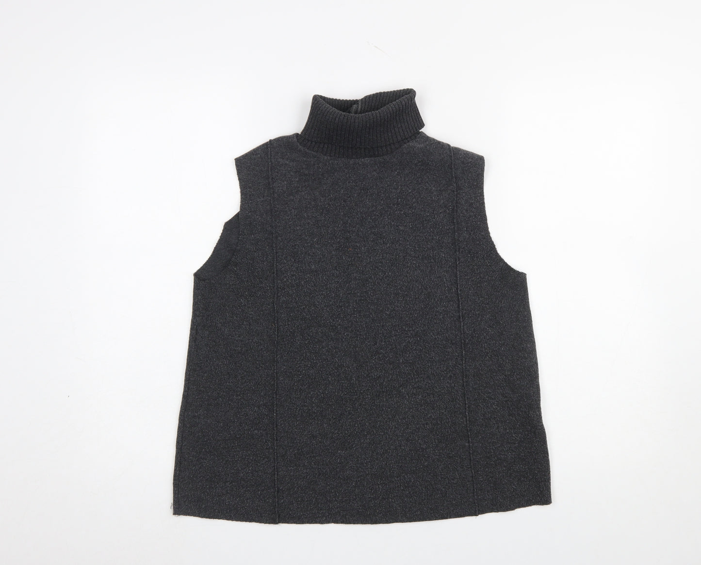 Zara Women’s Grey Roll Neck Sleeveless Knit Vest Jumper Size 12