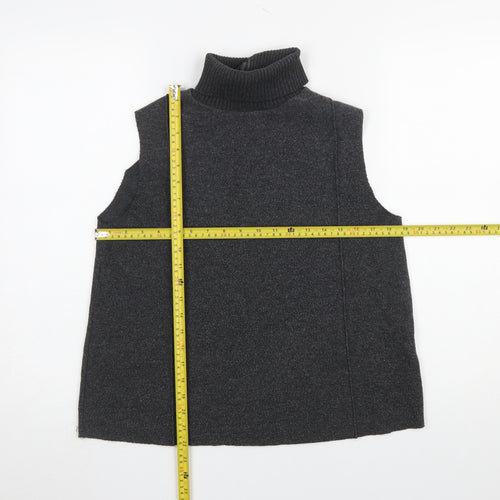 Zara Women’s Grey Roll Neck Sleeveless Knit Vest Jumper Size 12
