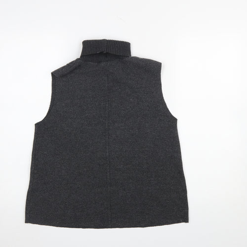Zara Women’s Grey Roll Neck Sleeveless Knit Vest Jumper Size 12