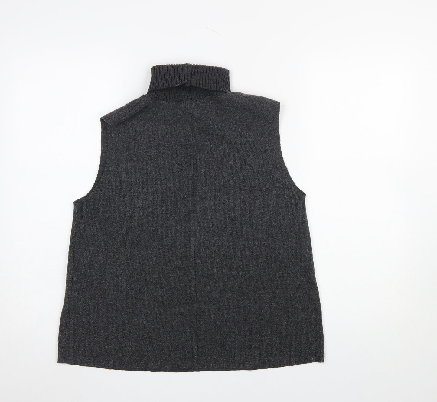 Zara Women’s Grey Roll Neck Sleeveless Knit Vest Jumper Size 12