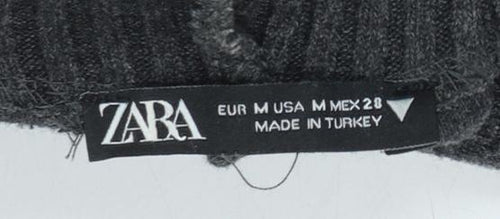 Zara Women’s Grey Roll Neck Sleeveless Knit Vest Jumper Size 12
