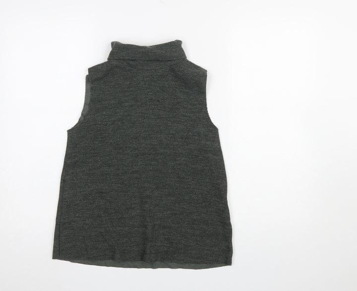 Zara Women Grey Roll Neck Sleeveless Knit Vest Size 12