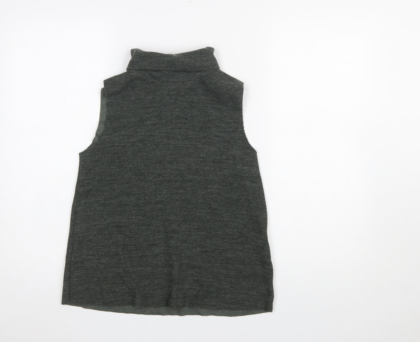Zara Women Grey Roll Neck Sleeveless Knit Vest Size 12