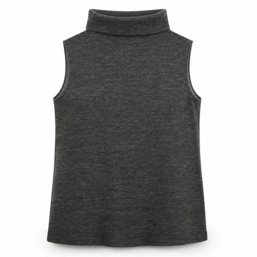 Zara Women Grey Roll Neck Sleeveless Knit Vest Size 12