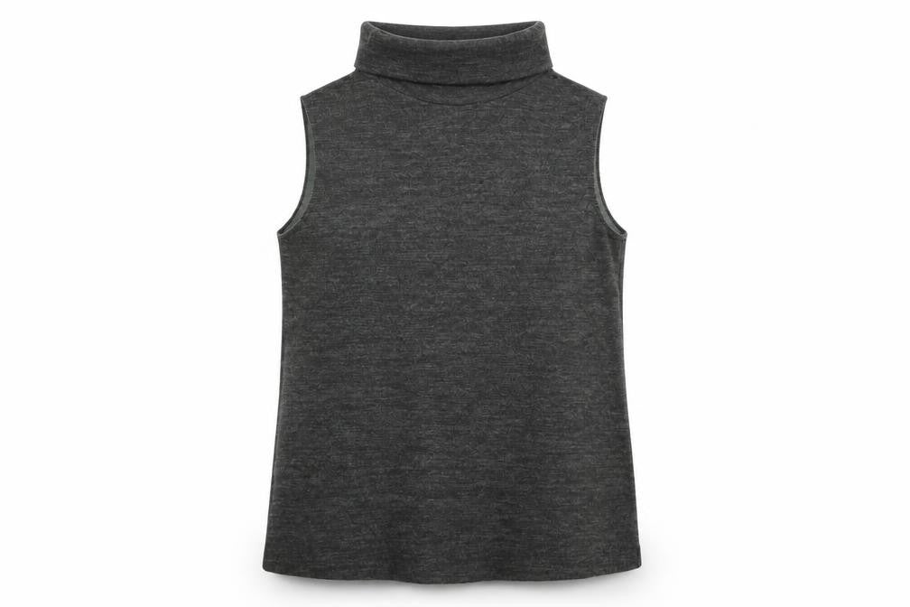 Zara Women Grey Roll Neck Sleeveless Knit Vest Size 12
