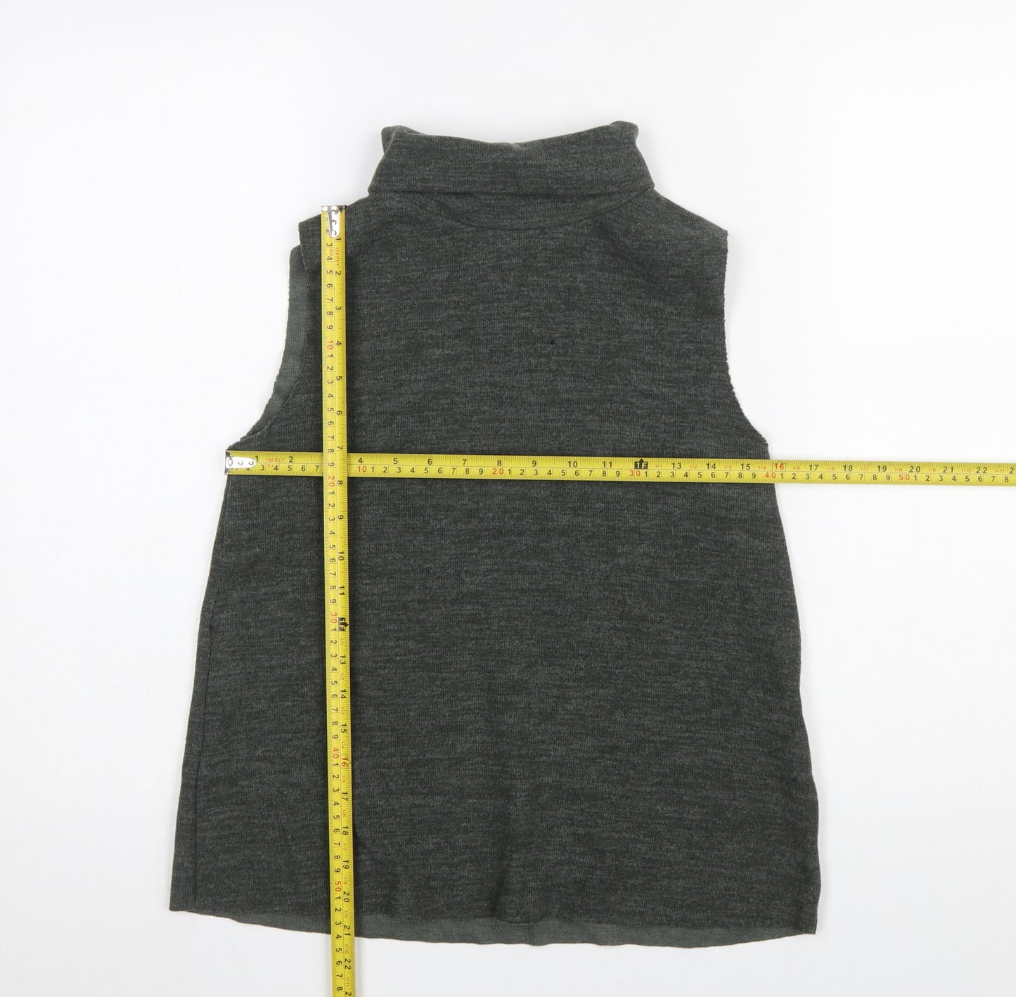 Zara Women Grey Roll Neck Sleeveless Knit Vest Size 12