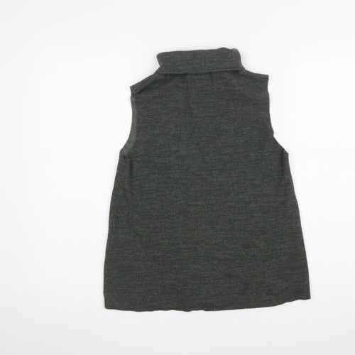 Zara Women Grey Roll Neck Sleeveless Knit Vest Size 12
