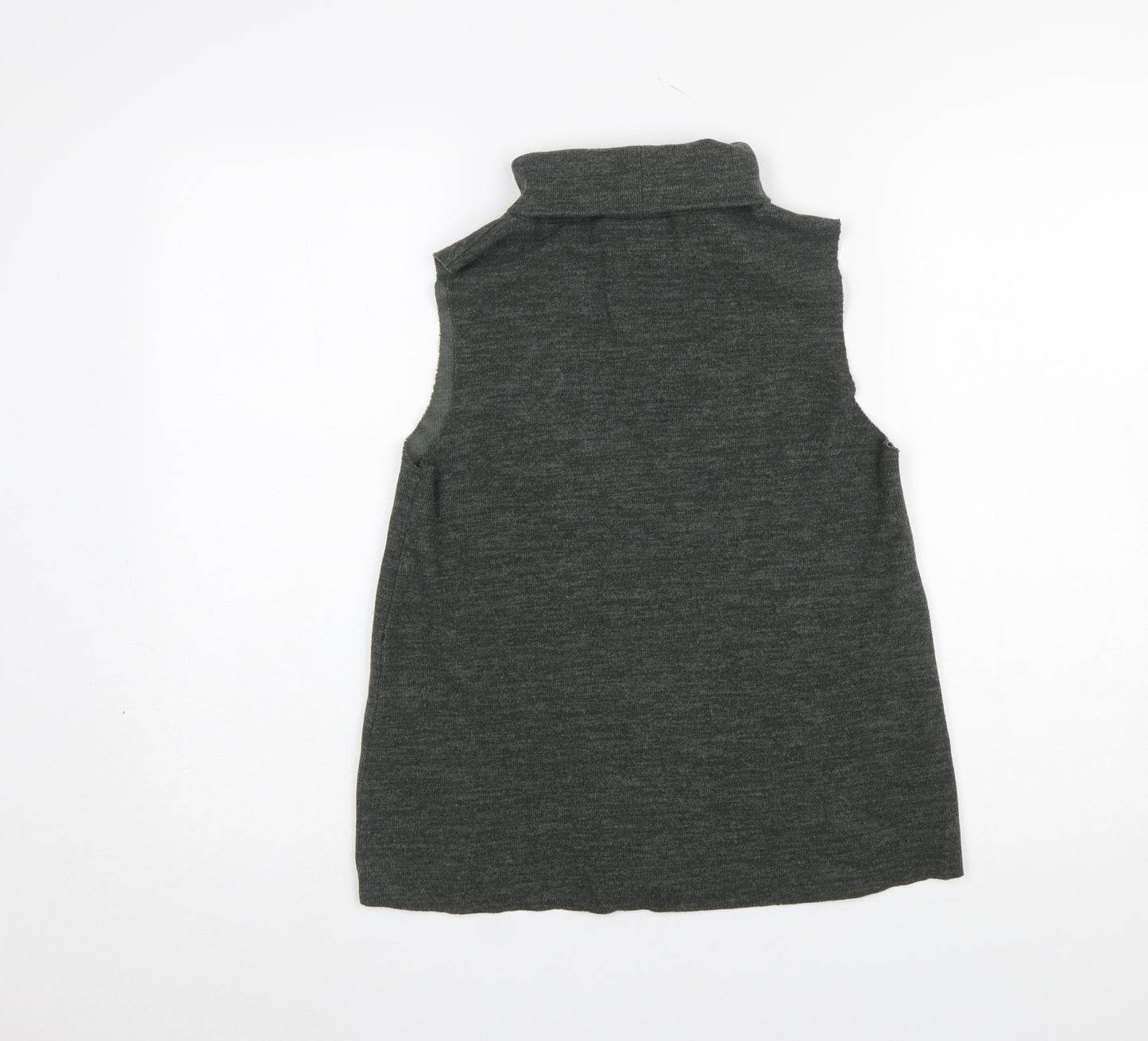 Zara Women Grey Roll Neck Sleeveless Knit Vest Size 12