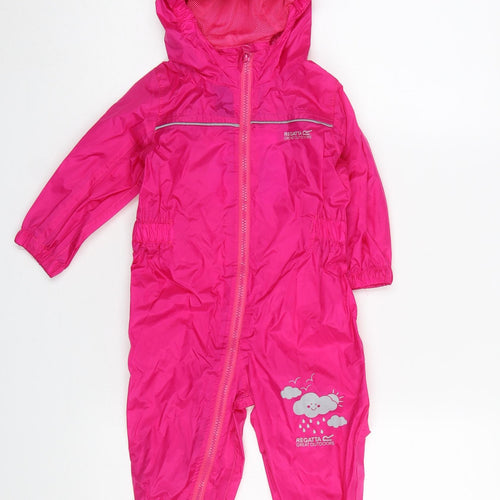 Regatta Pink Unisex Baby 12-18 Months Waterproof Hooded Rain Snowsuit