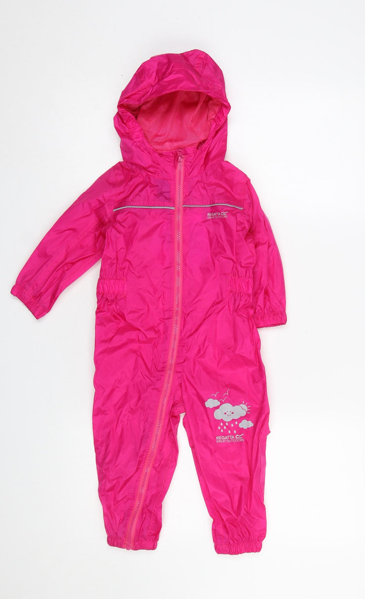 Regatta Pink Unisex Baby 12-18 Months Waterproof Hooded Rain Snowsuit