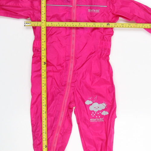 Regatta Pink Unisex Baby 12-18 Months Waterproof Hooded Rain Snowsuit