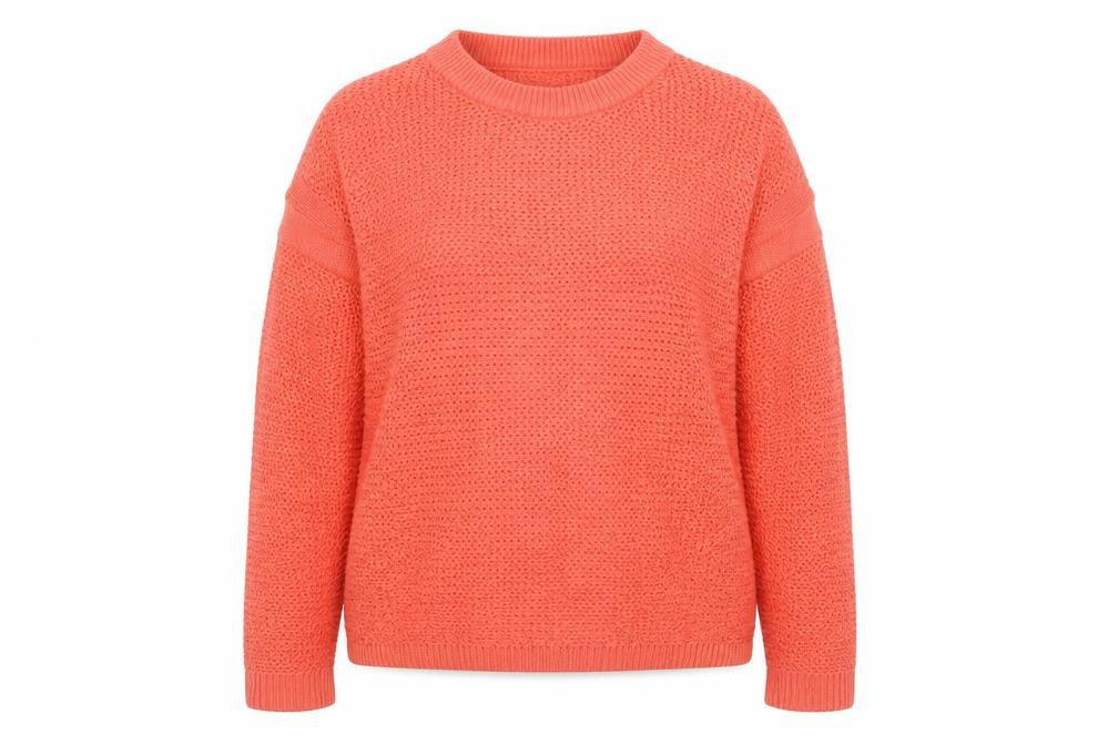 Front view of Marks & Spencer women’s orange cotton knit jumper, size M