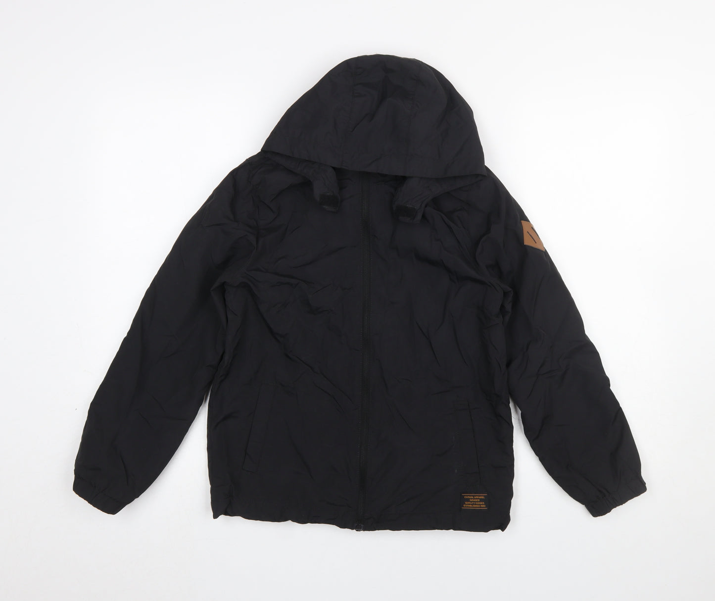 H&M Boys Black Hooded Puffer Jacket 9-10 Years Polyamide Lightweight
