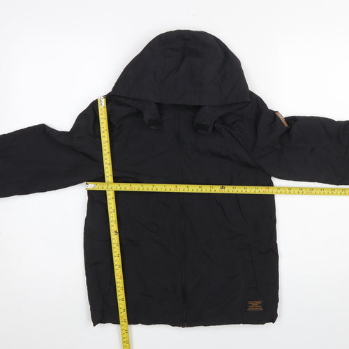 H&M Boys Black Hooded Puffer Jacket 9-10 Years Polyamide Lightweight