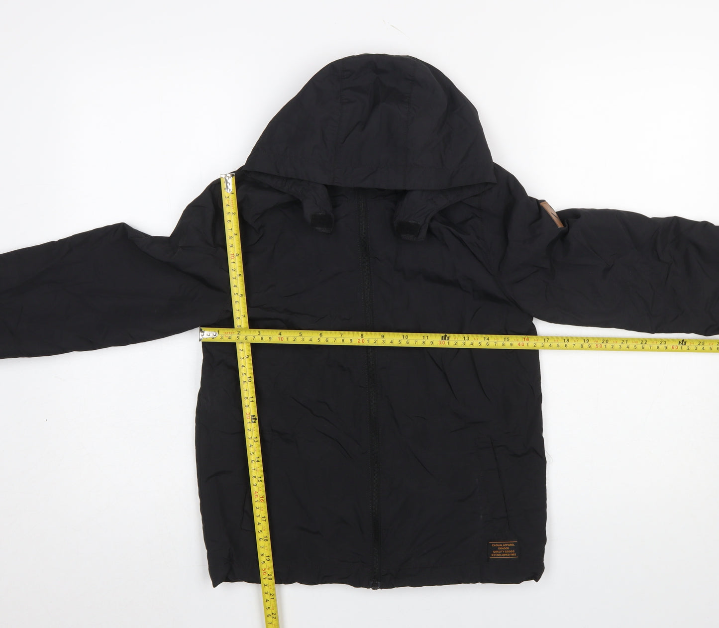 H&M Boys Black Hooded Puffer Jacket 9-10 Years Polyamide Lightweight