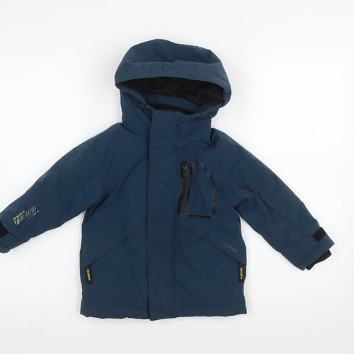Next Boys Blue Hooded Waterproof Puffer Jacket 3 Years Winter Coat