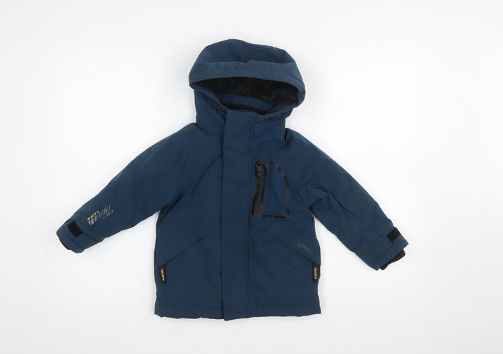 Next Boys Blue Hooded Waterproof Puffer Jacket 3 Years Winter Coat