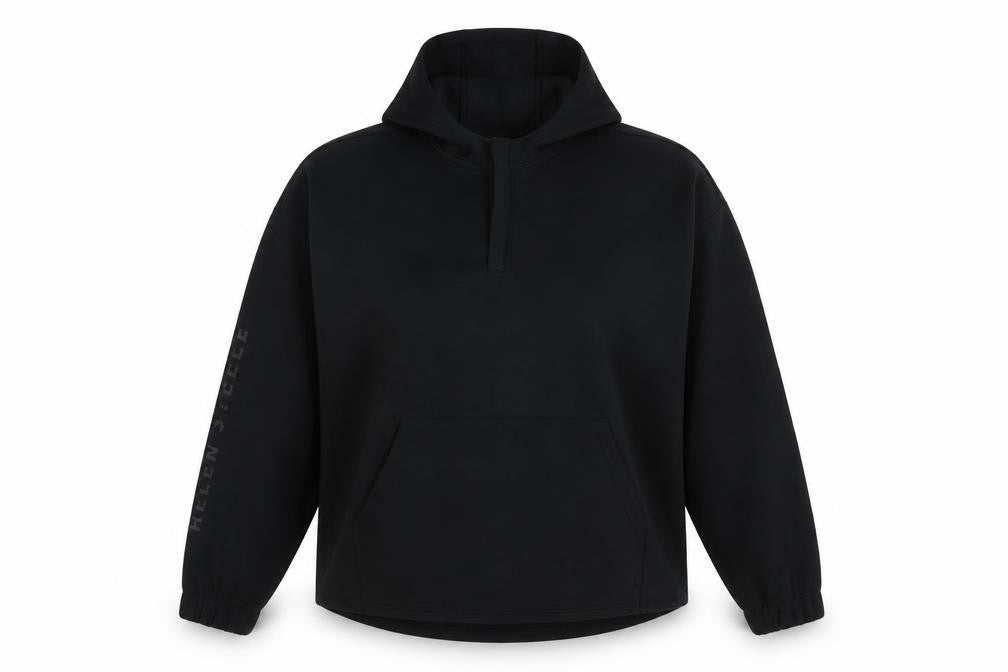Front view of Helen Steele x Dunnes Stores women’s black pullover hoodie medium