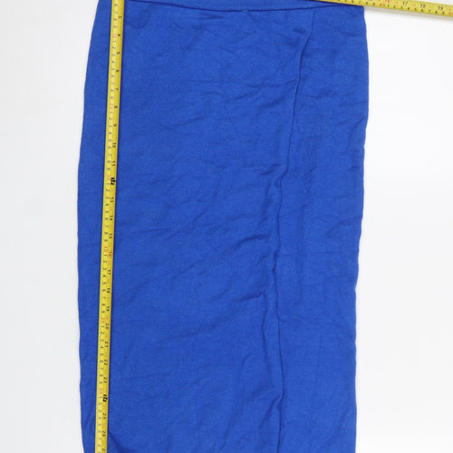 Vila Womens Blue Jersey Pencil Skirt Size M Knee Length Stretch