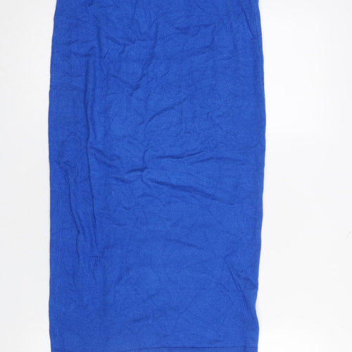 Vila Womens Blue Jersey Pencil Skirt Size M Knee Length Stretch