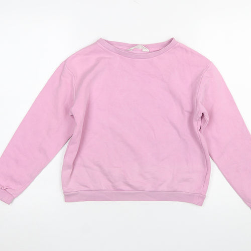 H&M Girls Pink Cotton Blend Crew Neck Pullover Sweatshirt 9-10 Years