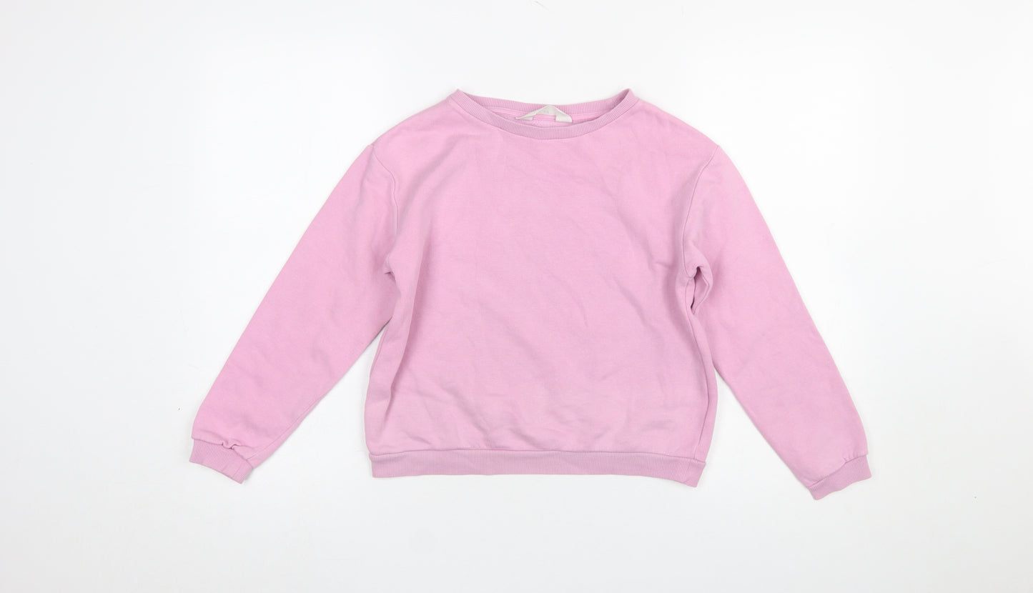 H&M Girls Pink Cotton Blend Crew Neck Pullover Sweatshirt 9-10 Years