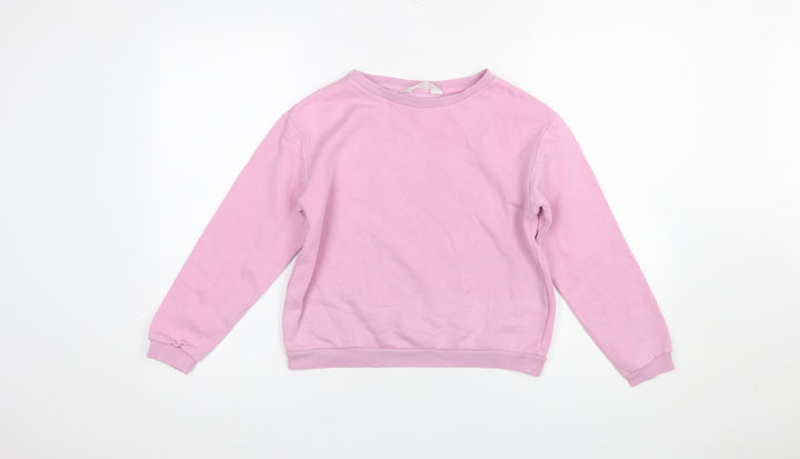 H&M Girls Pink Cotton Blend Crew Neck Pullover Sweatshirt 9-10 Years
