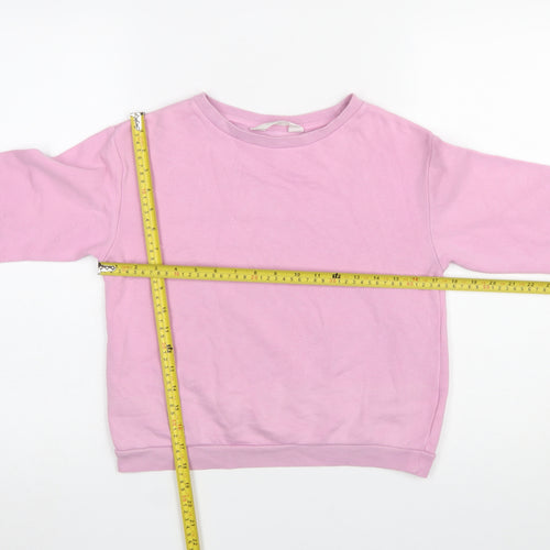 H&M Girls Pink Cotton Blend Crew Neck Pullover Sweatshirt 9-10 Years