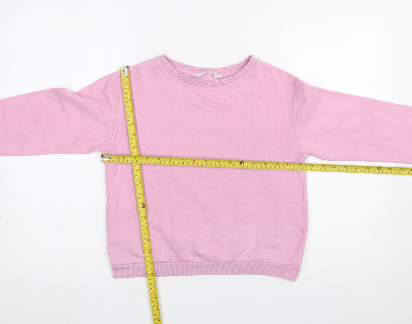 H&M Girls Pink Cotton Blend Crew Neck Pullover Sweatshirt 9-10 Years