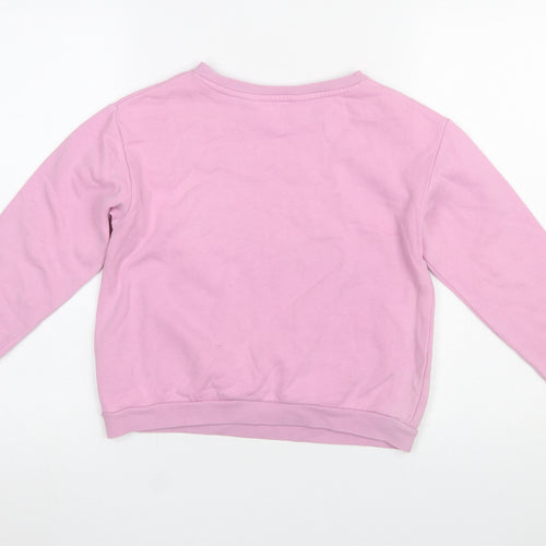 H&M Girls Pink Cotton Blend Crew Neck Pullover Sweatshirt 9-10 Years