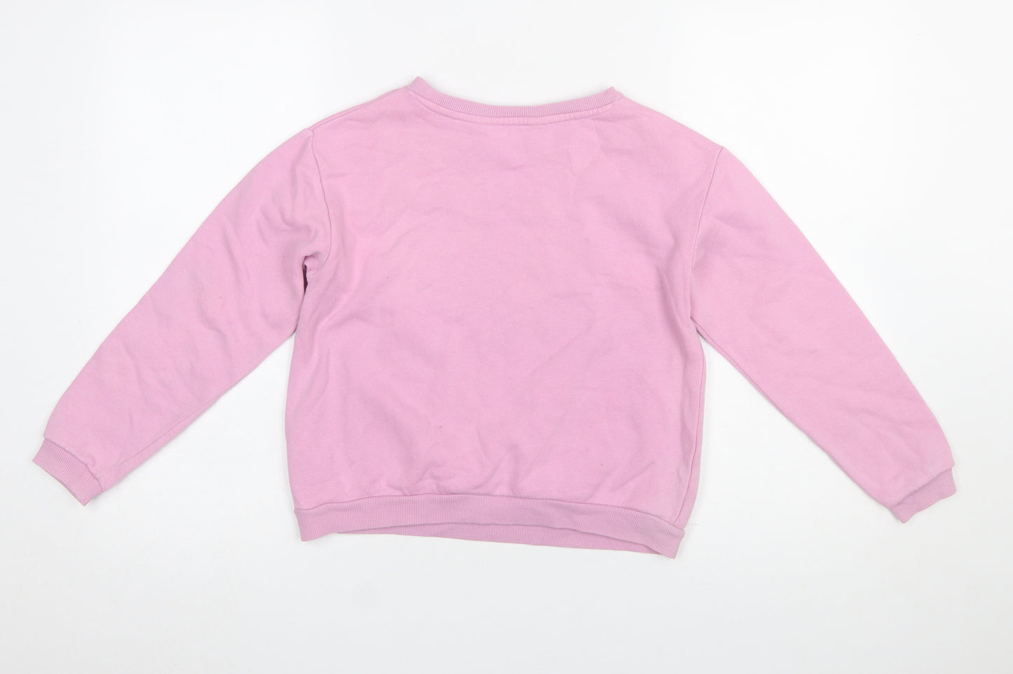 H&M Girls Pink Cotton Blend Crew Neck Pullover Sweatshirt 9-10 Years