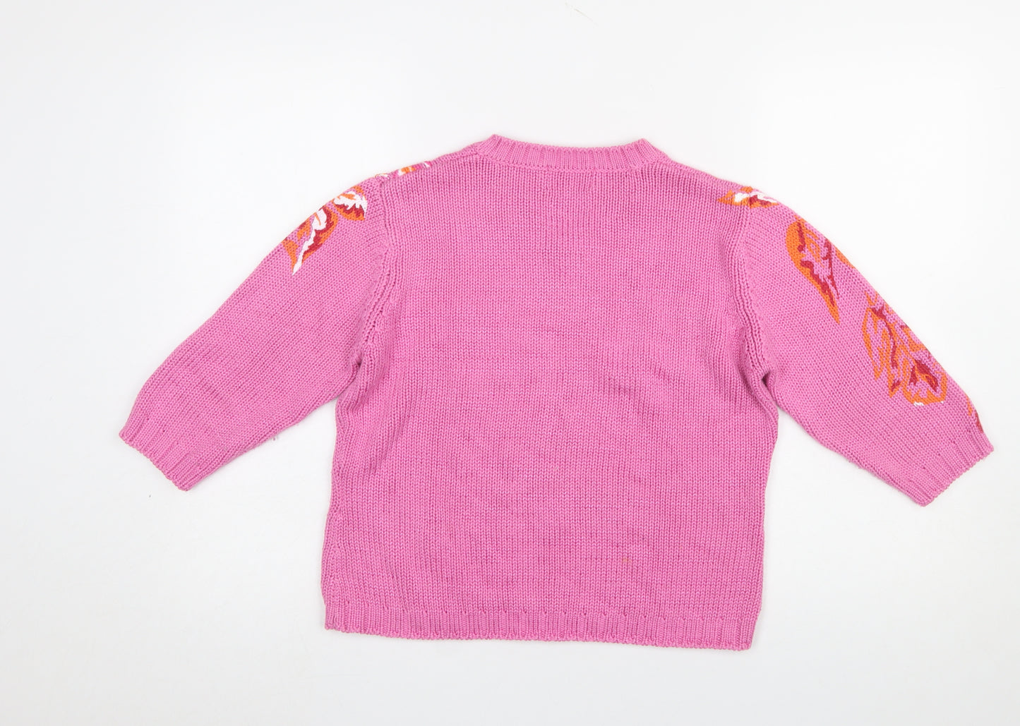 Gollehaug Women's Pink Floral V-Neck Pullover Jumper Size 12