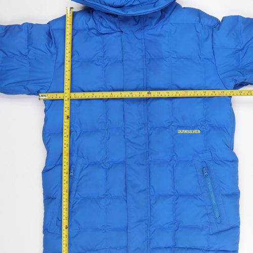 Quiksilver Men's Blue Puffer Jacket Small Hooded Water Resistant