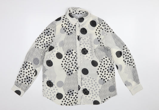 Next Women's Black Polka Dot Button-Up Blouse Size 12