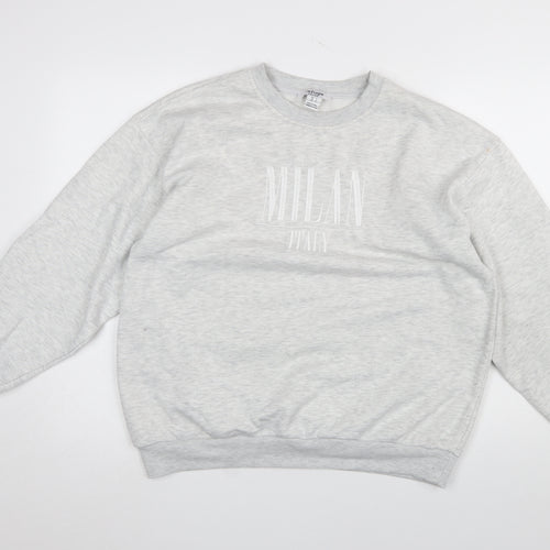Refuge Athletics Women Grey Small Pullover Sweatshirt Milan Print
