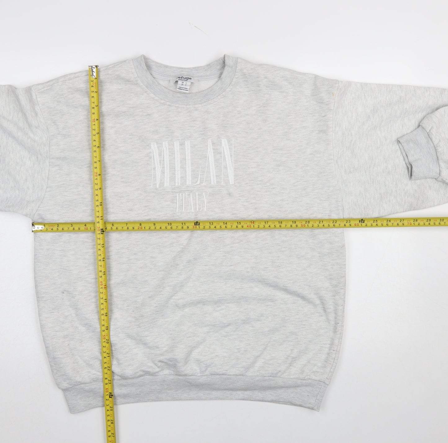 Refuge Athletics Women Grey Small Pullover Sweatshirt Milan Print