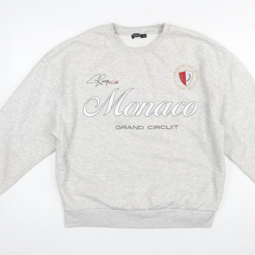 Stradivarius Women Grey Monaco Grand Circuit Pullover Sweatshirt S