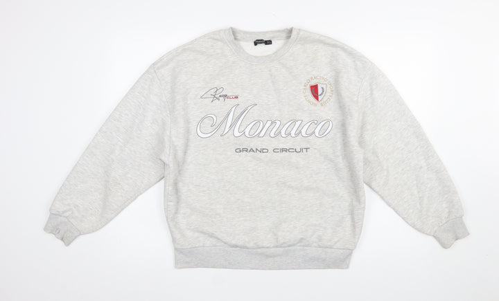 Stradivarius Women Grey Monaco Grand Circuit Pullover Sweatshirt S