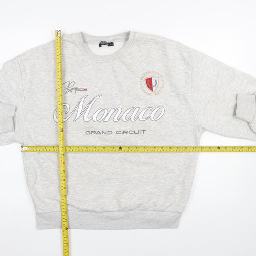 Stradivarius Women Grey Monaco Grand Circuit Pullover Sweatshirt S