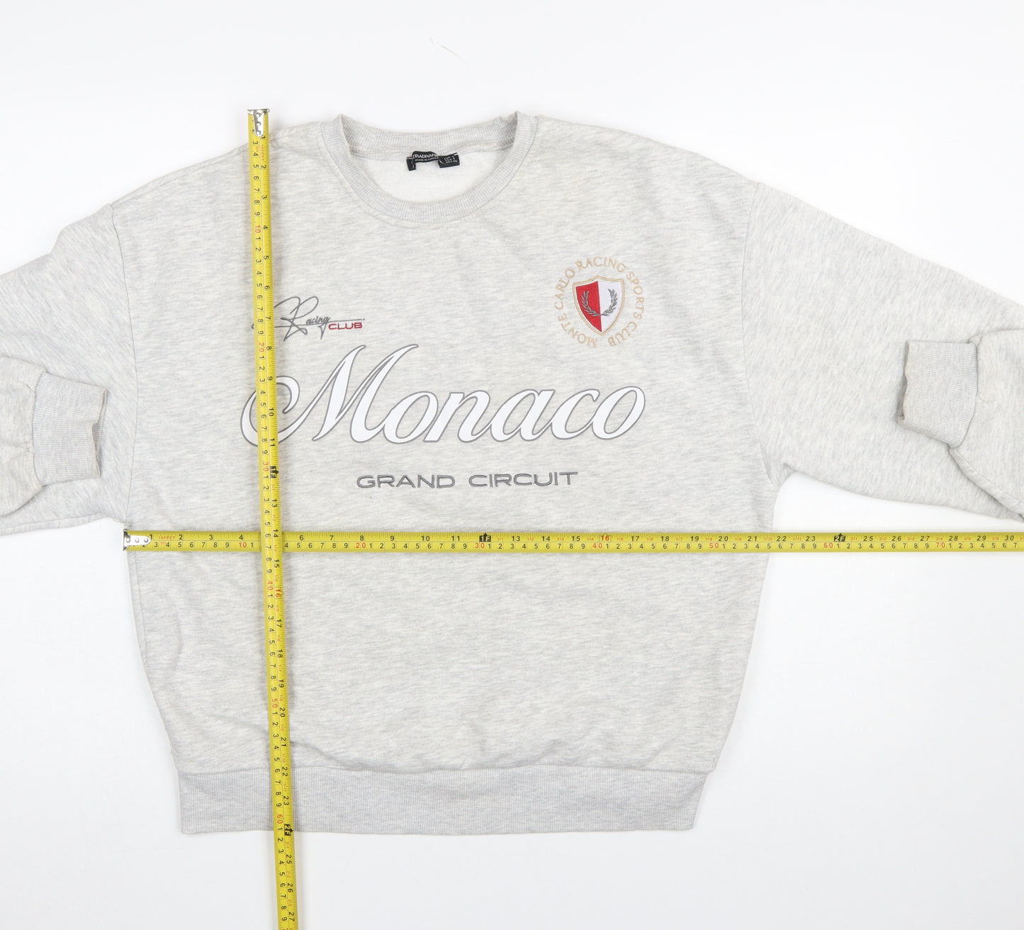Stradivarius Women Grey Monaco Grand Circuit Pullover Sweatshirt S