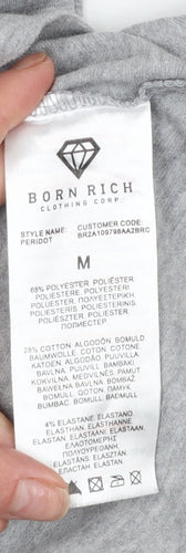 Born Rich Mens Grey Graphic Crew Neck Short Sleeve T-Shirt Size M