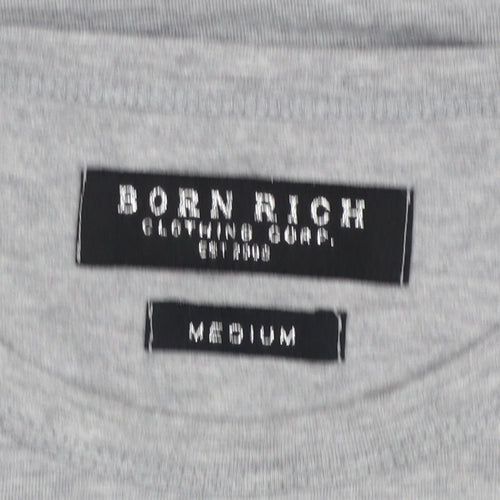 Born Rich Mens Grey Graphic Crew Neck Short Sleeve T-Shirt Size M