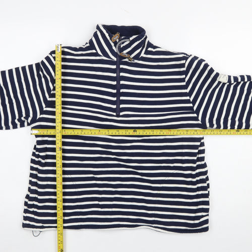 Joules Women Navy White Striped 1/2 Zip Cotton Pullover Sweatshirt UK10
