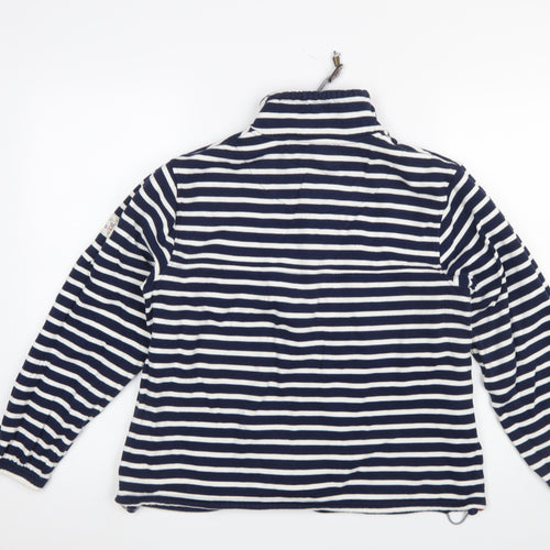 Joules Women Navy White Striped 1/2 Zip Cotton Pullover Sweatshirt UK10