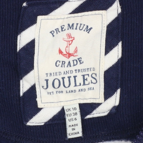 Joules Women Navy White Striped 1/2 Zip Cotton Pullover Sweatshirt UK10